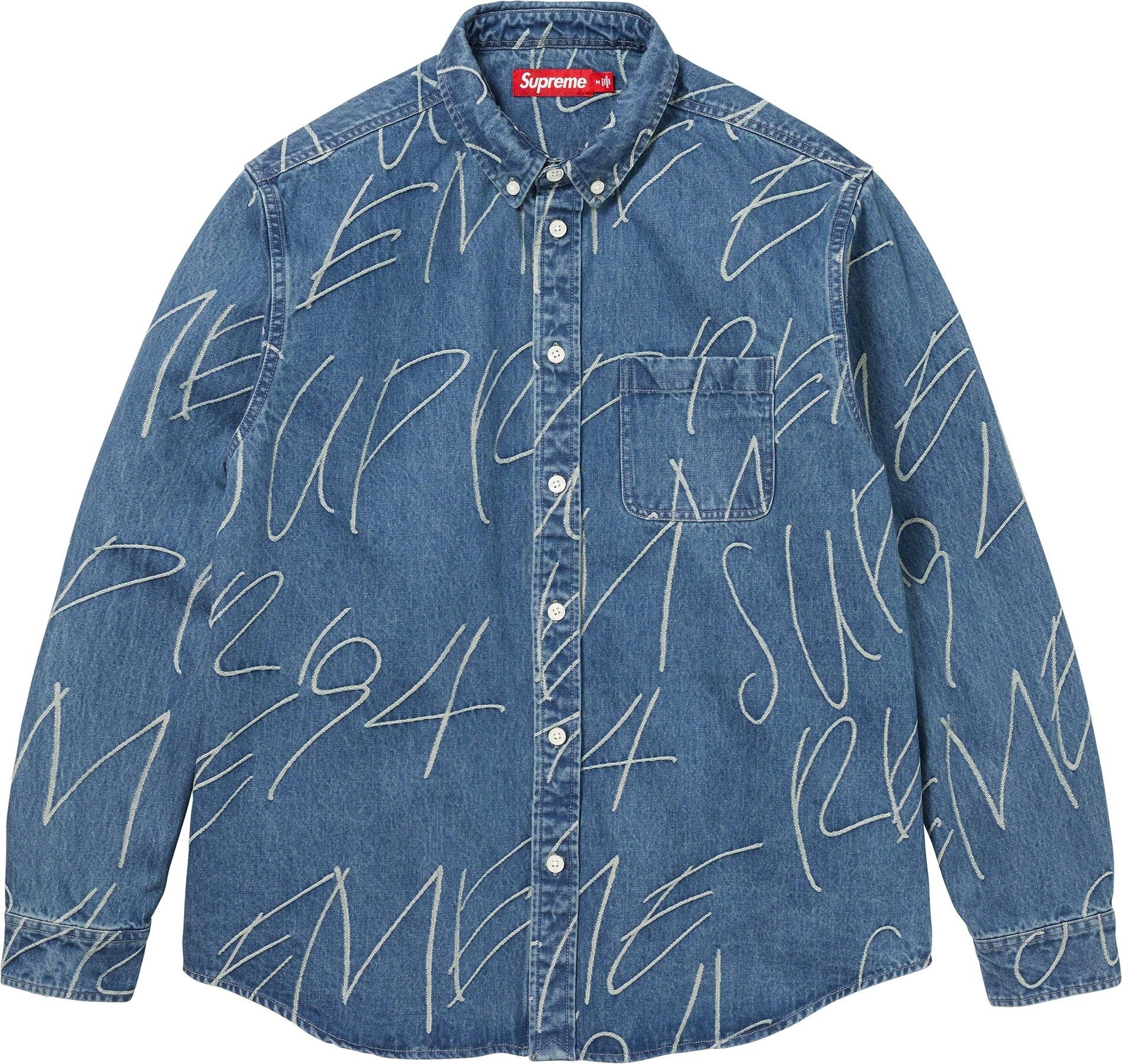 Handwriting Jacquard Denim Shirt view 9